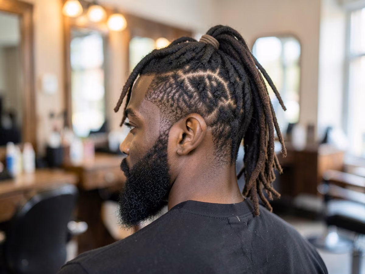 Man with a locs ponytail haircut