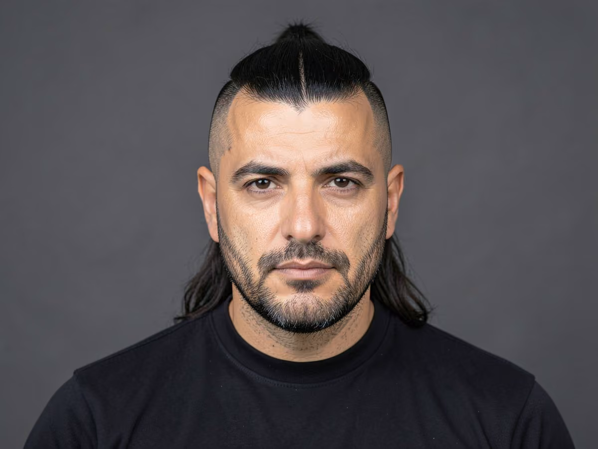 Man with a mohawk ponytail