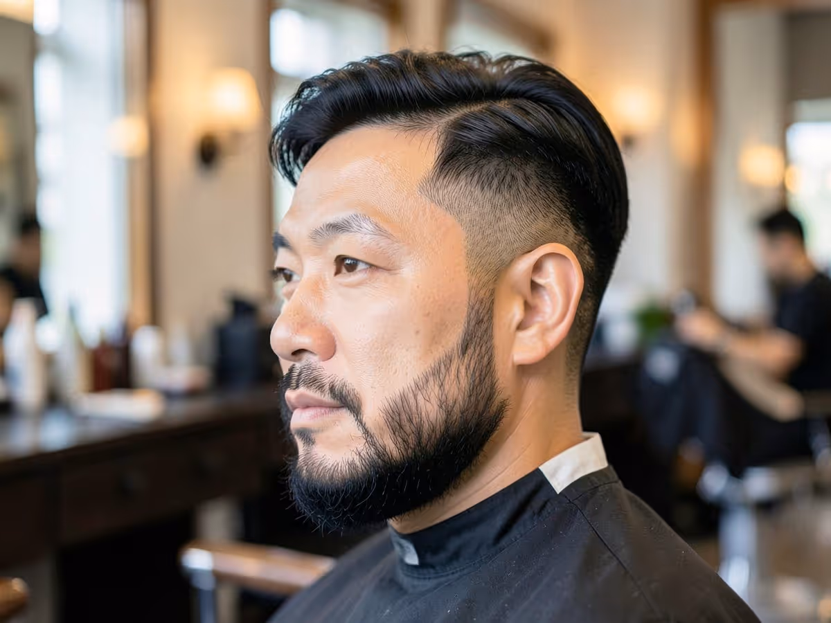 Man with a short office haircut and a trimmed beard