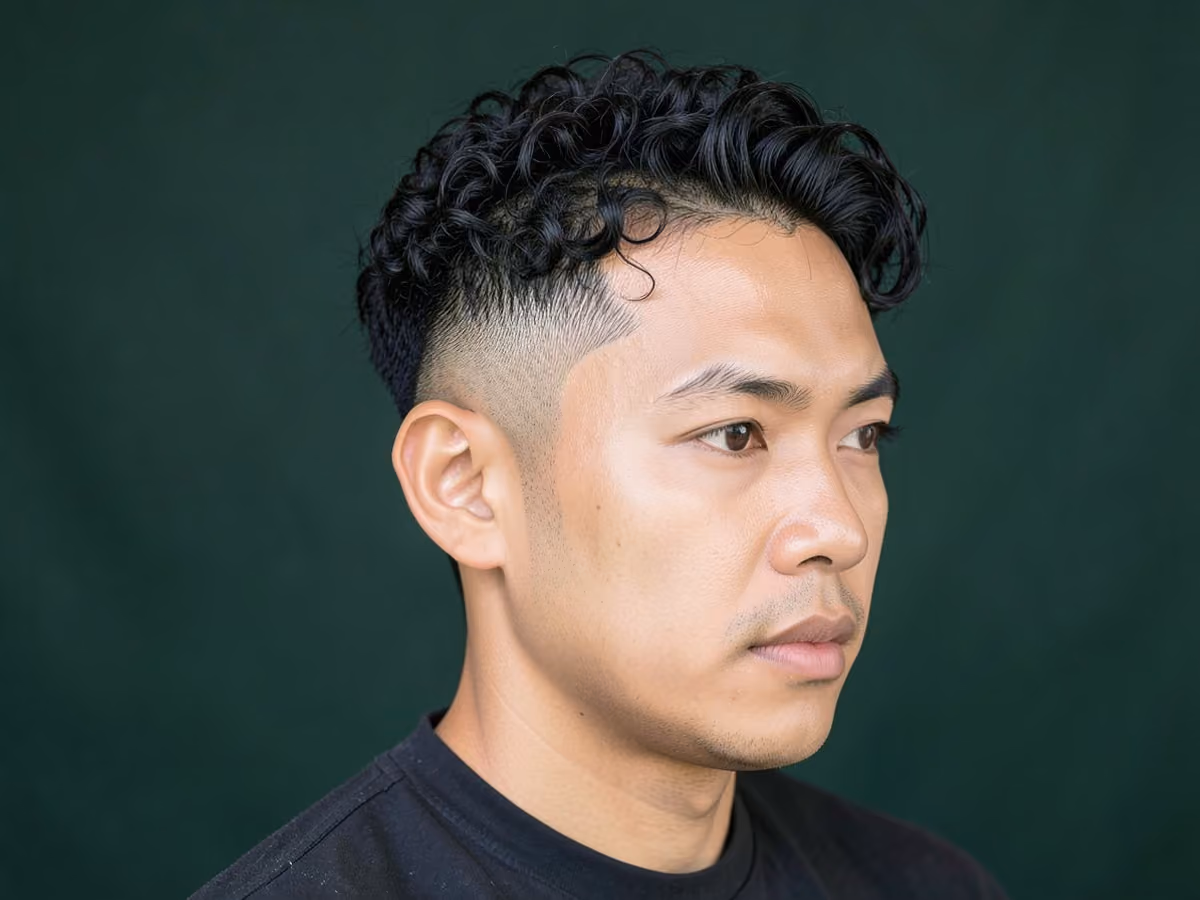 Man with a prom curly top fade