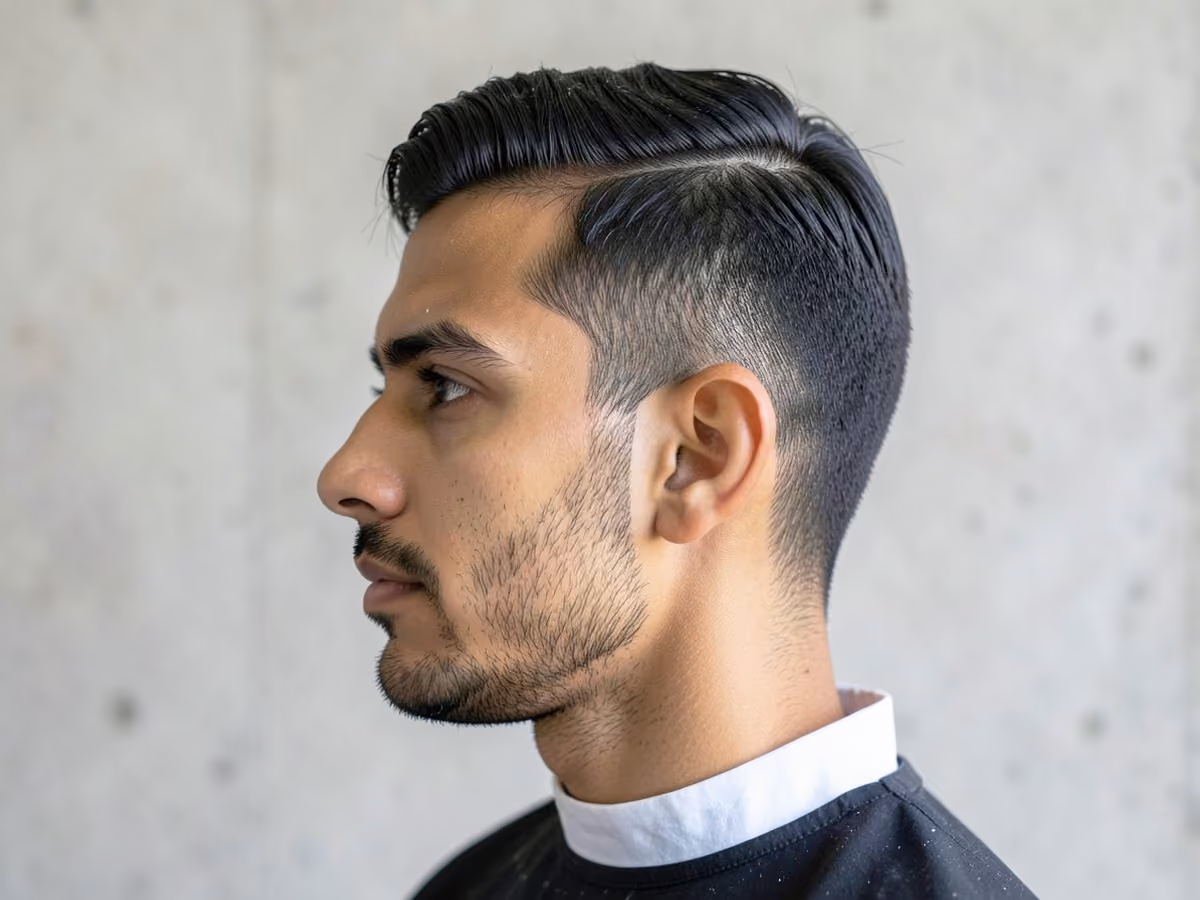 Man with a prom curtains haircut