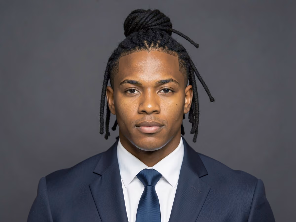 Man with a prom locs updo haircut