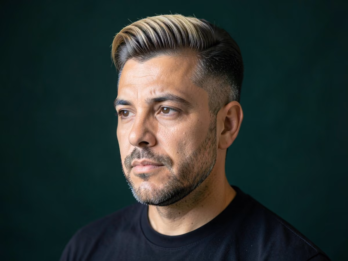 Man with a prom quiff with light beard