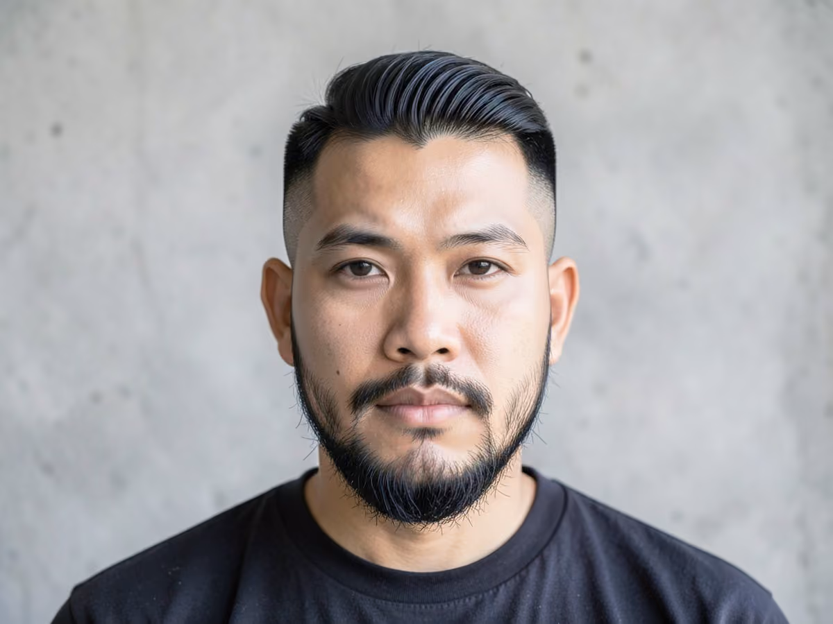 Man with a prom taper with hard part