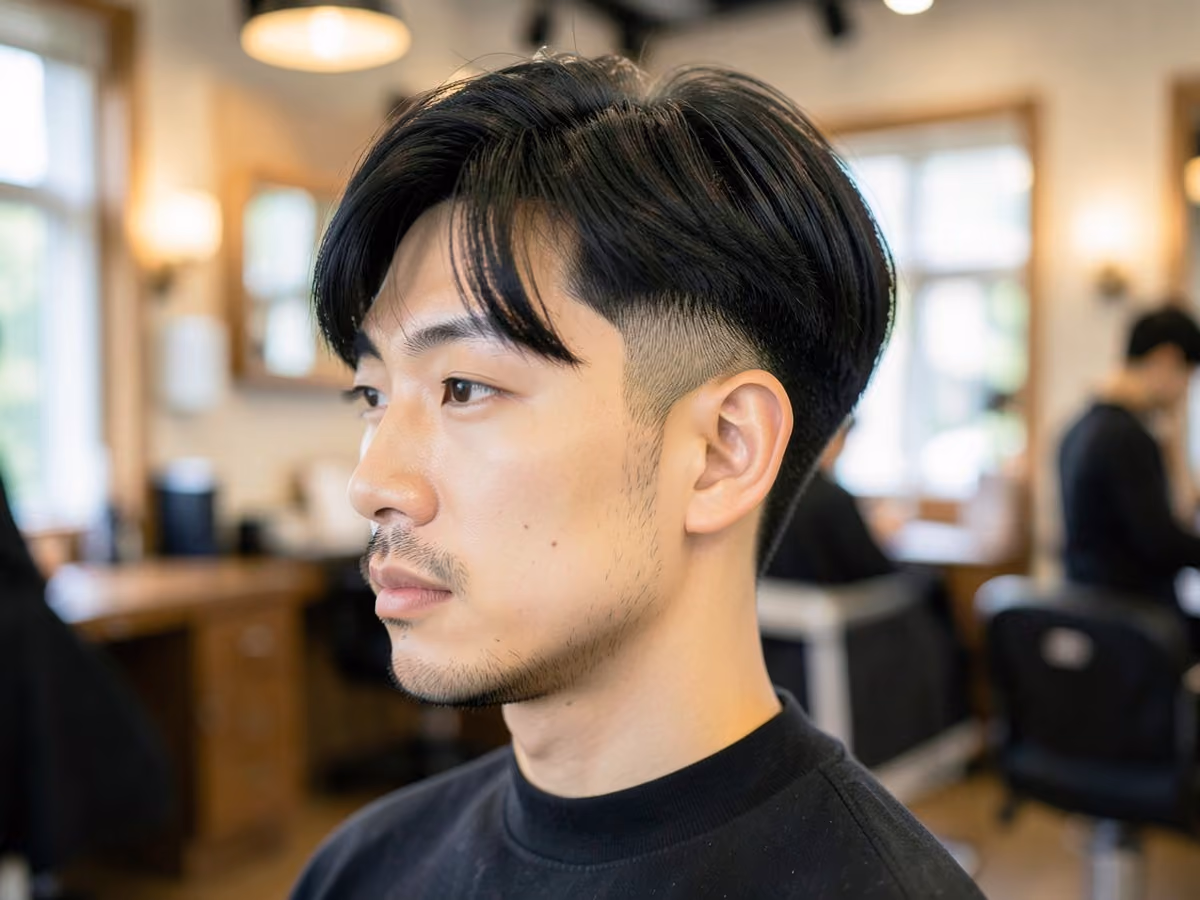Man with a prom two block haircut