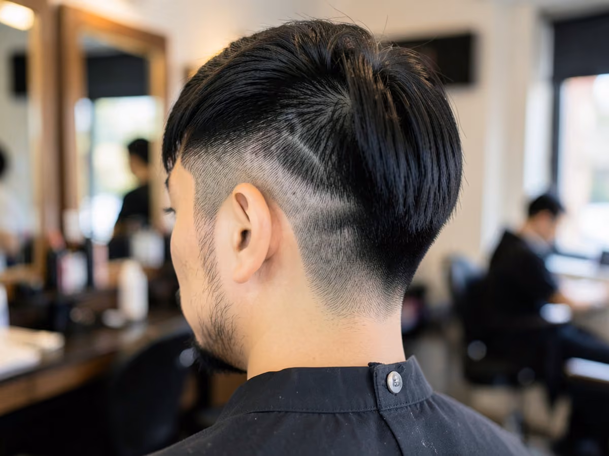 Man with an asian razor fade