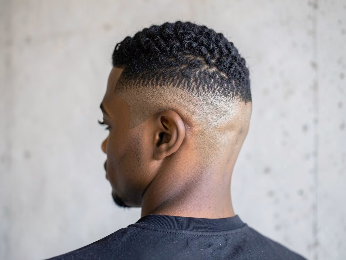 Man with a razor burst fade