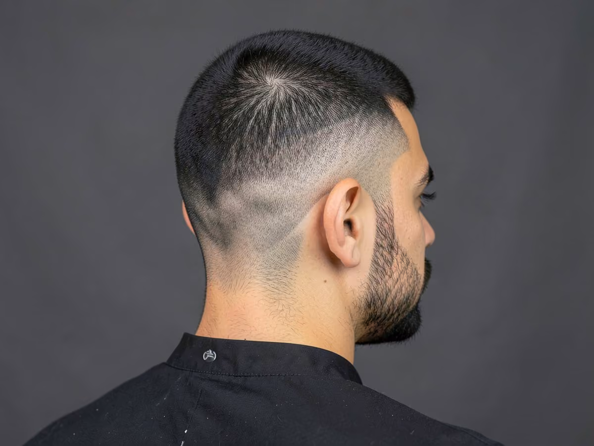 Man with a razor drop fade