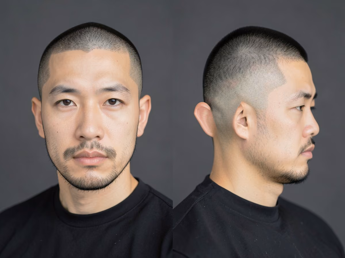 Man with a razor fade buzz cut