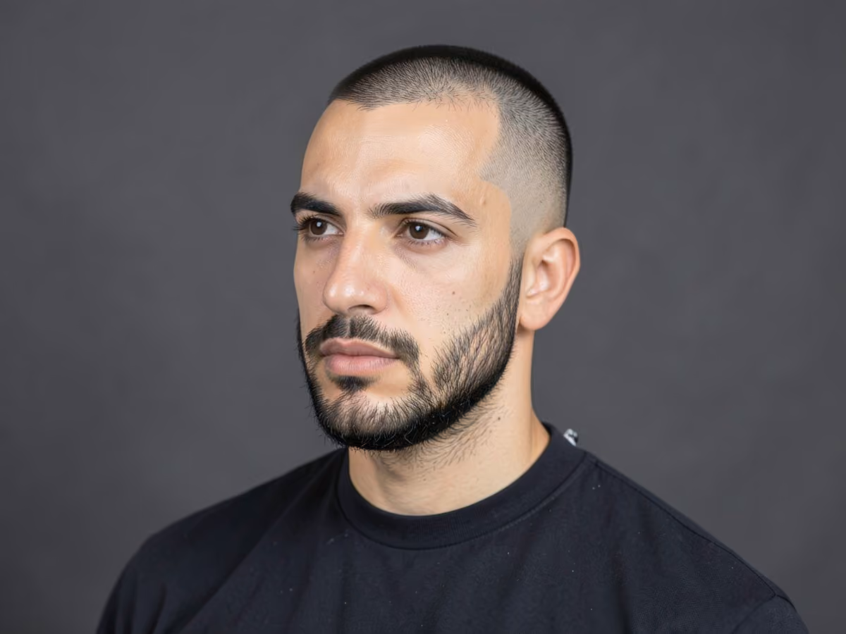 Man with a razor fade crew cut