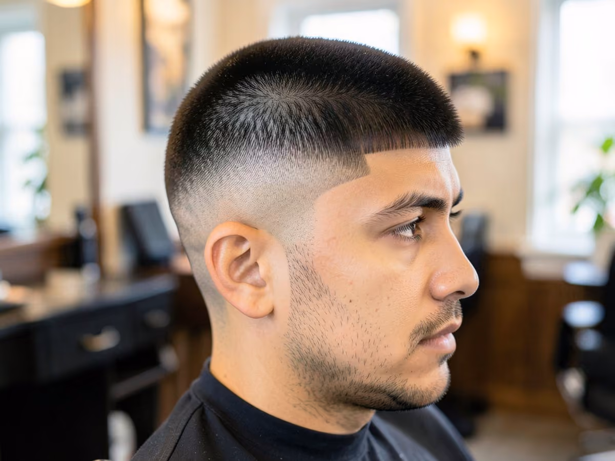 Man with a razor fade edgar