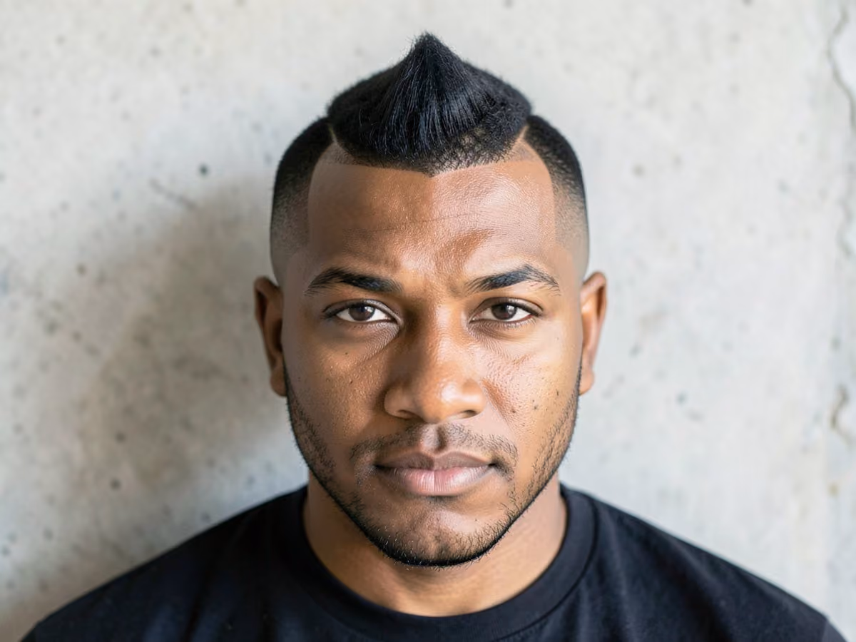 Man with a razor fade faux hawk