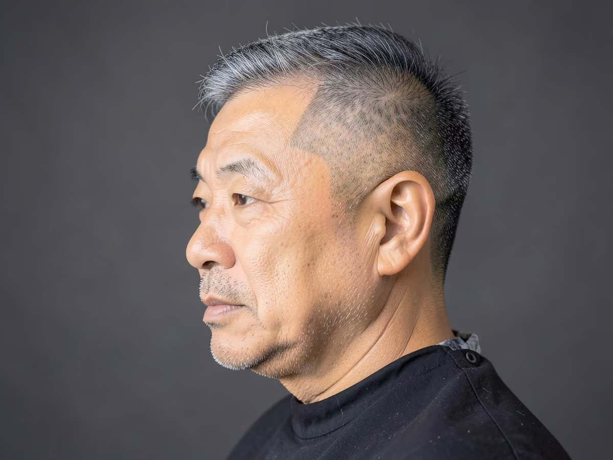 Man with a razor fade for thick hair