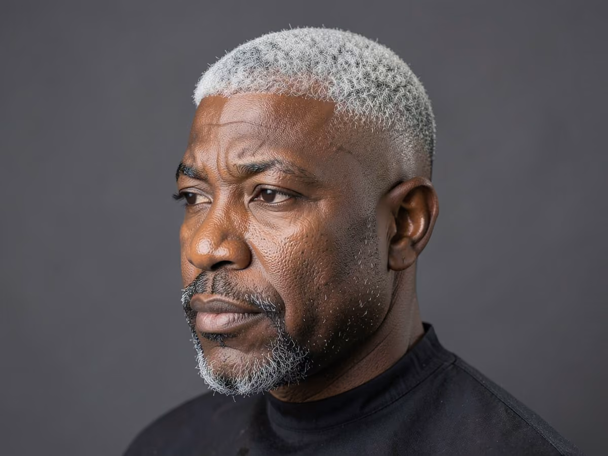 Man with a razor fade french crop