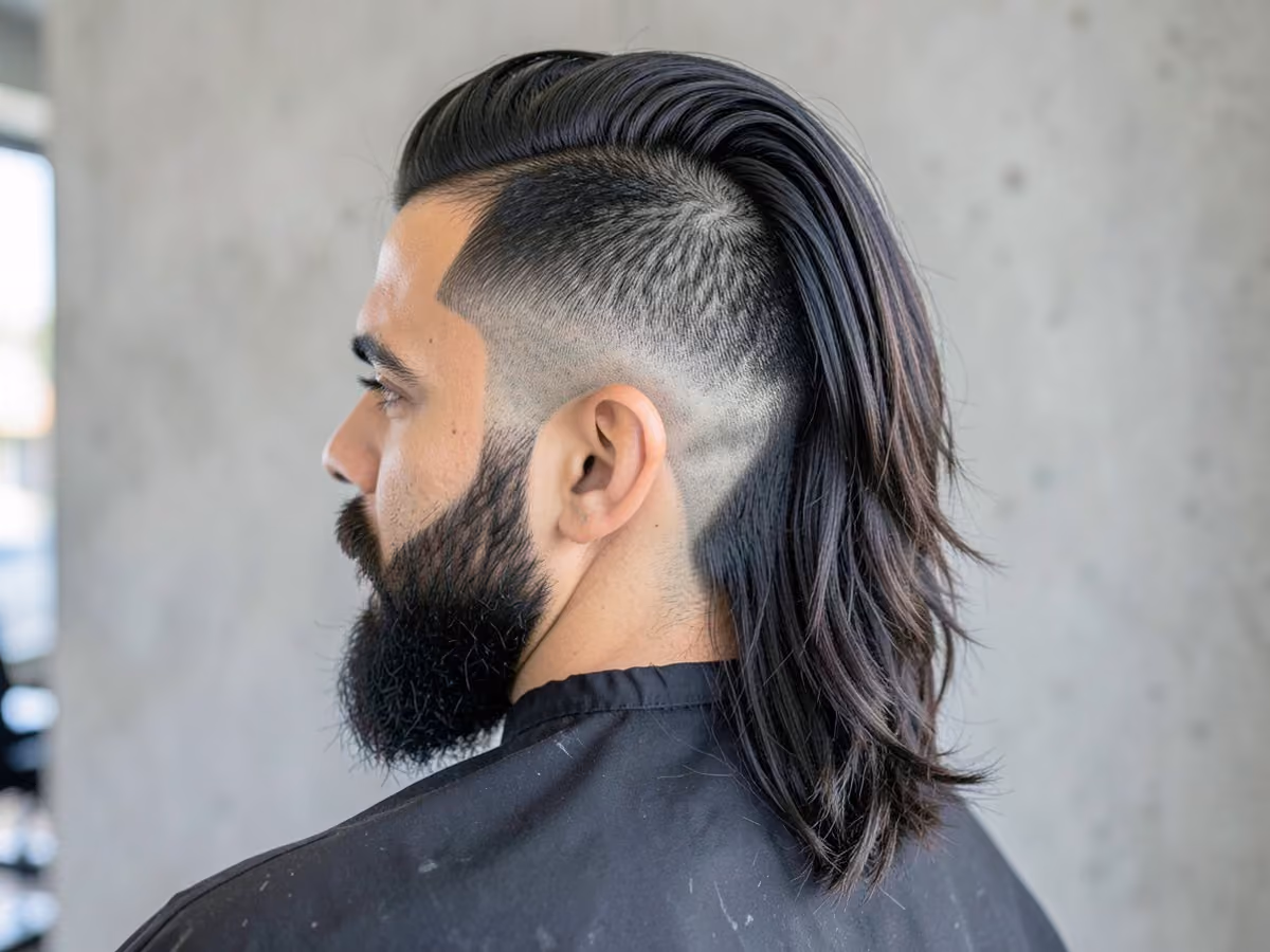 Man with a razor fade mullet