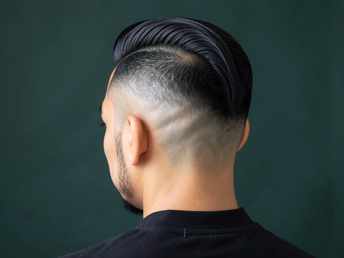 Man with a razor fade slick back