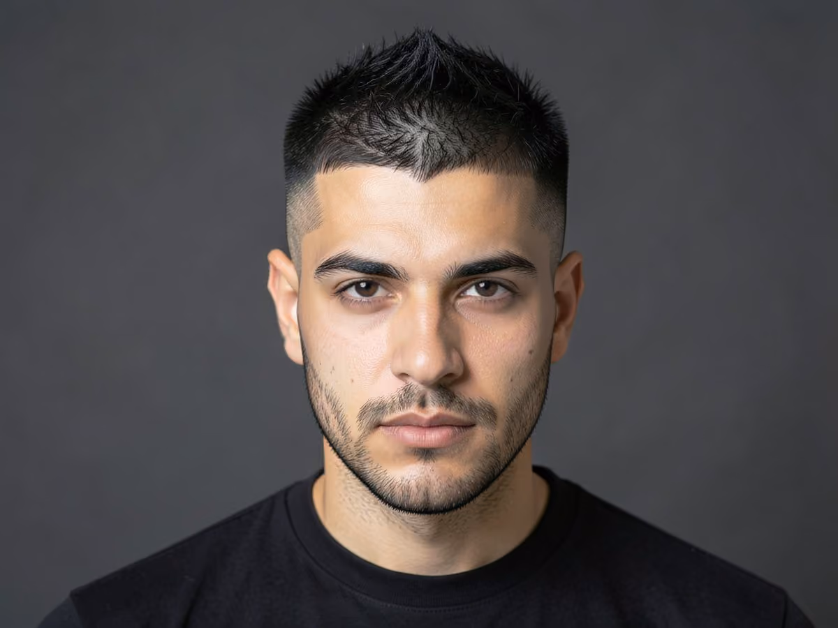 Man with a razor fade textured crop