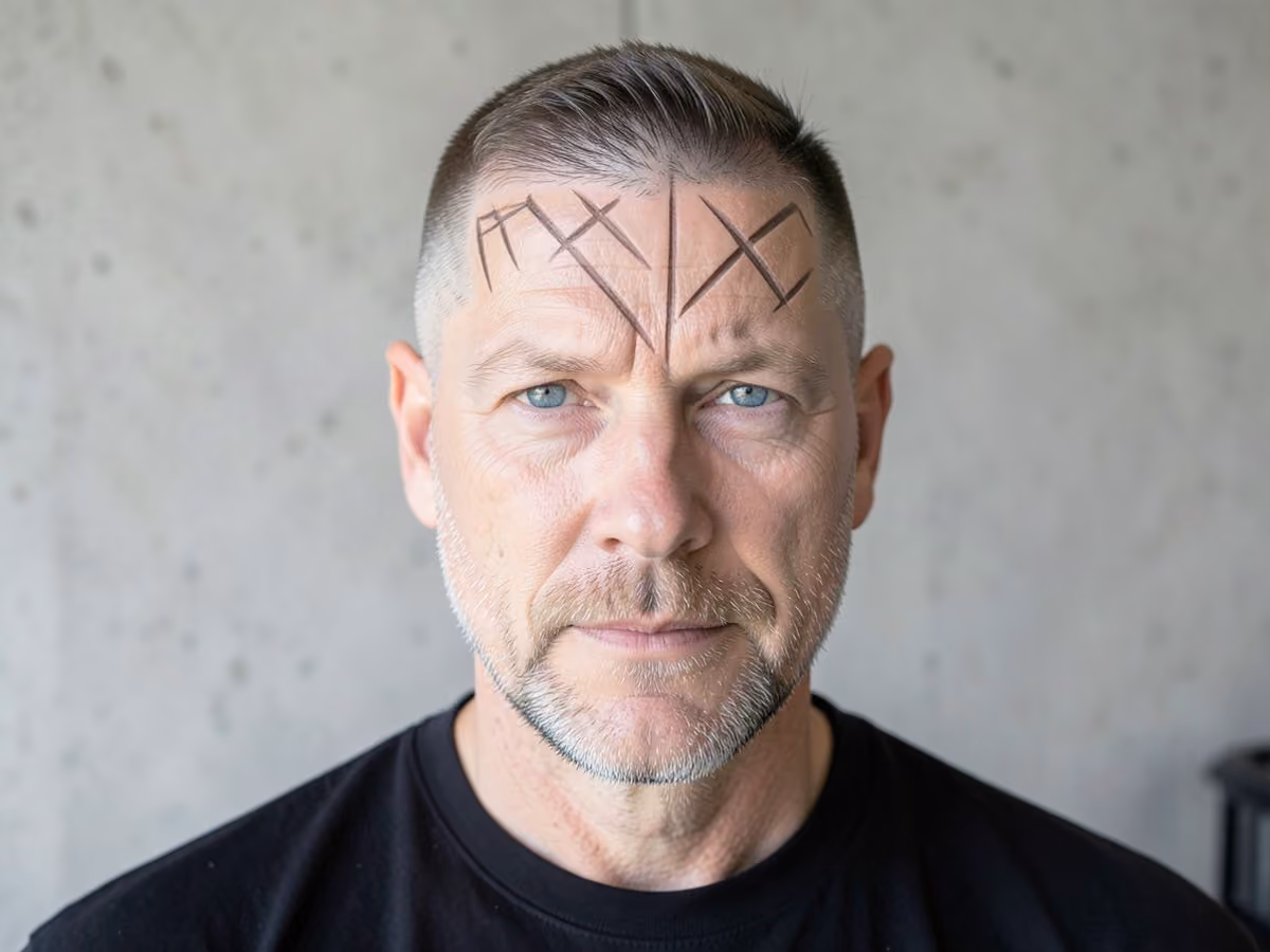 Man with a razor fade with design