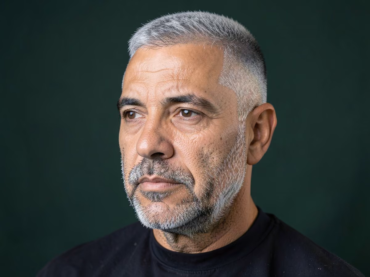 Man with a razor fade with stubble