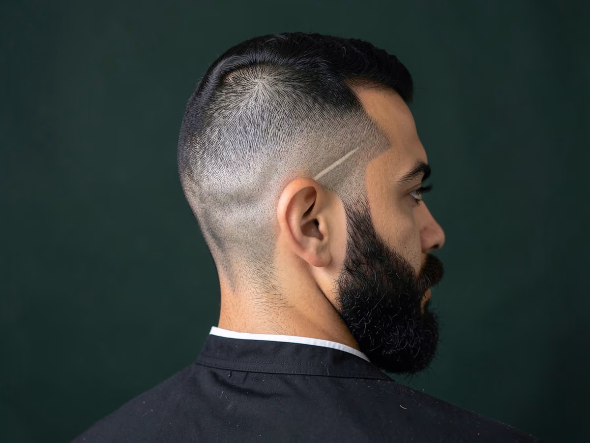 Man with a razor fade with surgical line