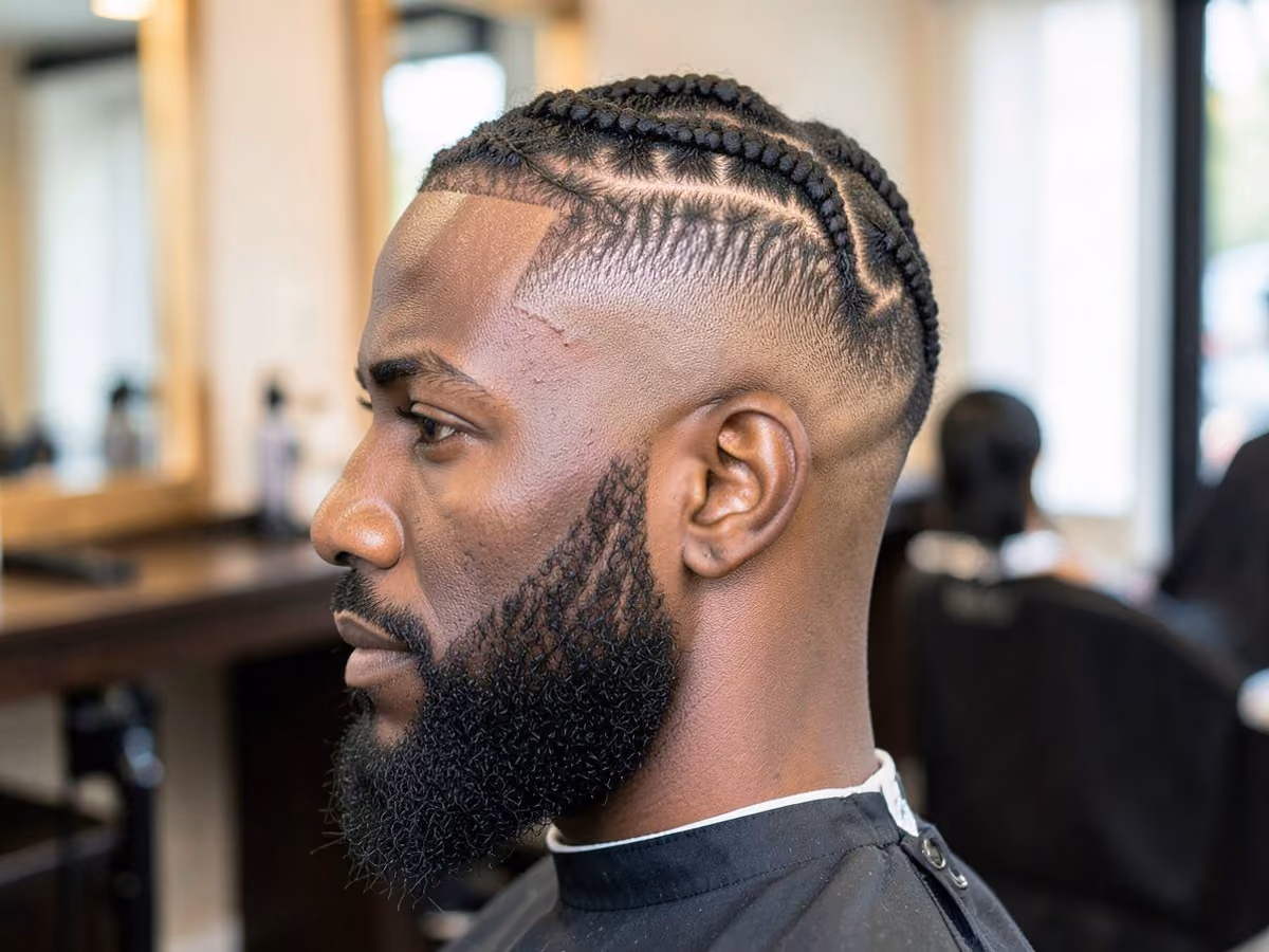Man with a razor fade with twists
