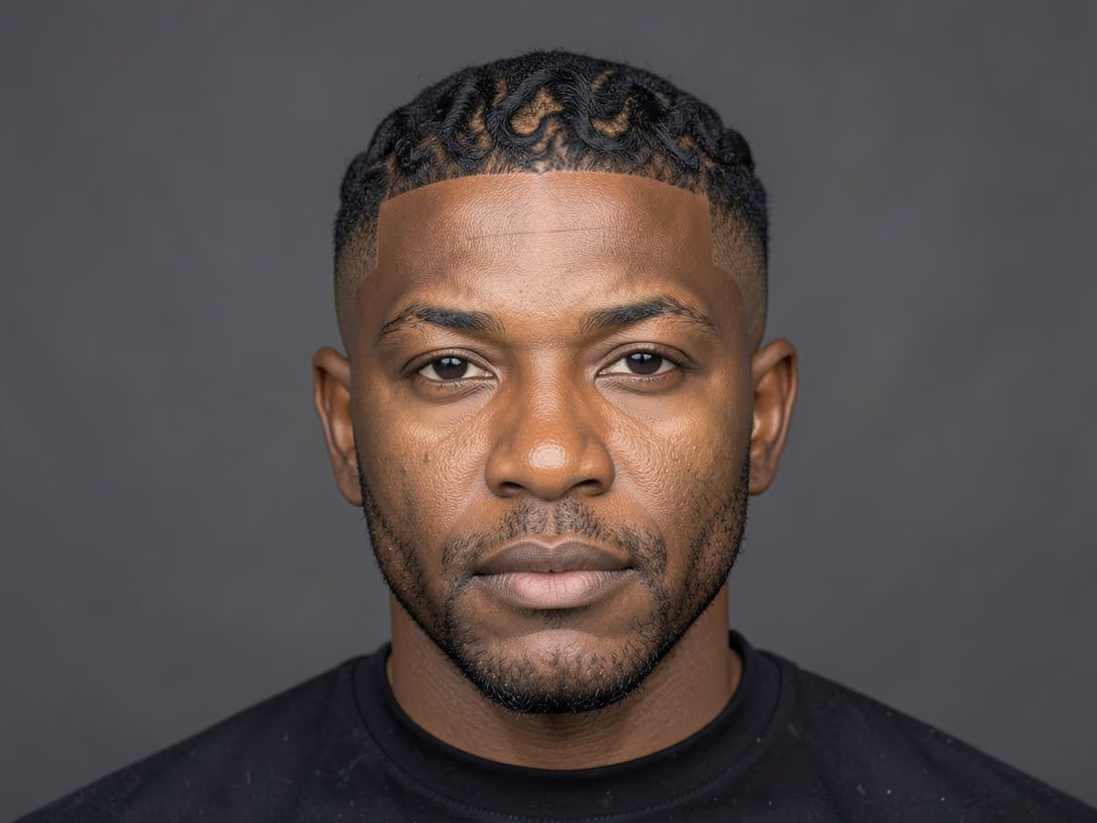 Man with a razor fade with waves