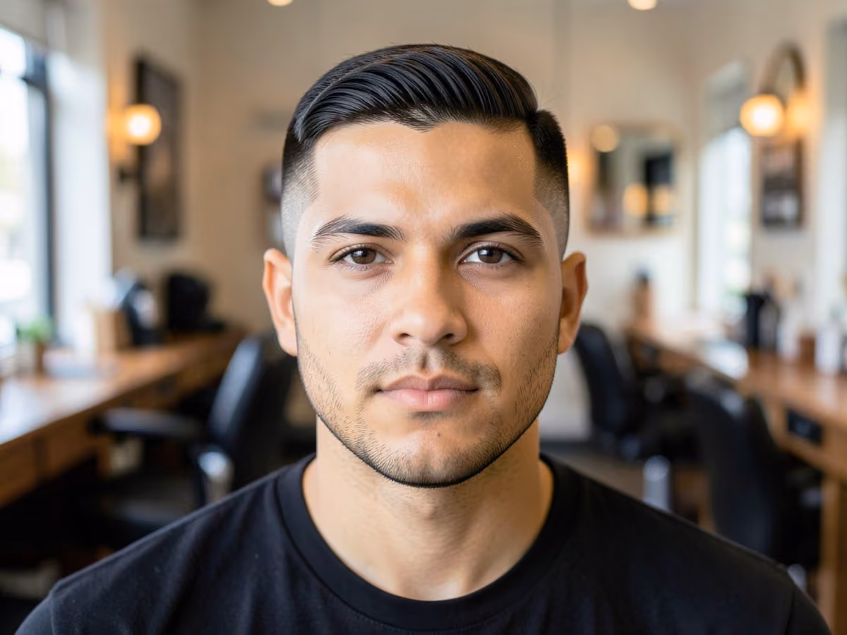 Man with a razor taper haircut