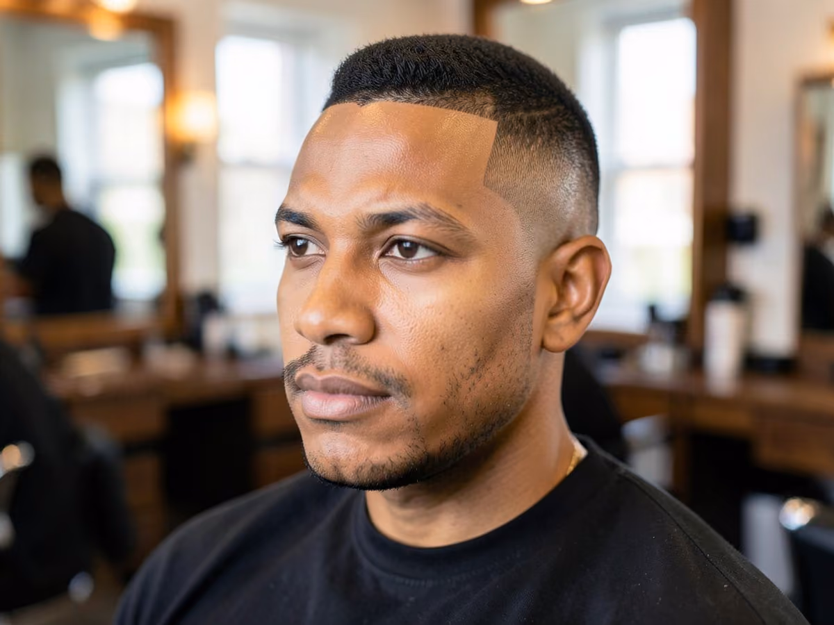 Man with a razor temple fade