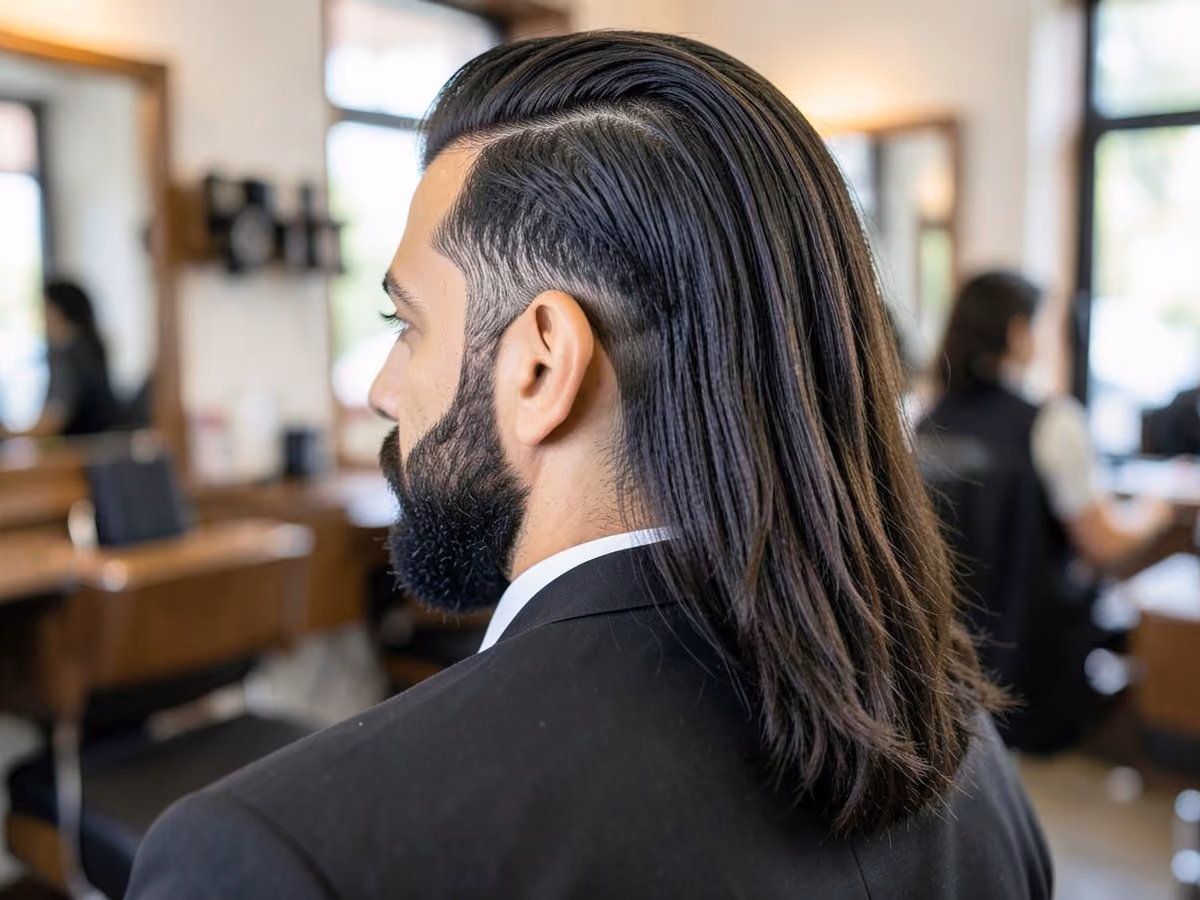 Man with a business mullet