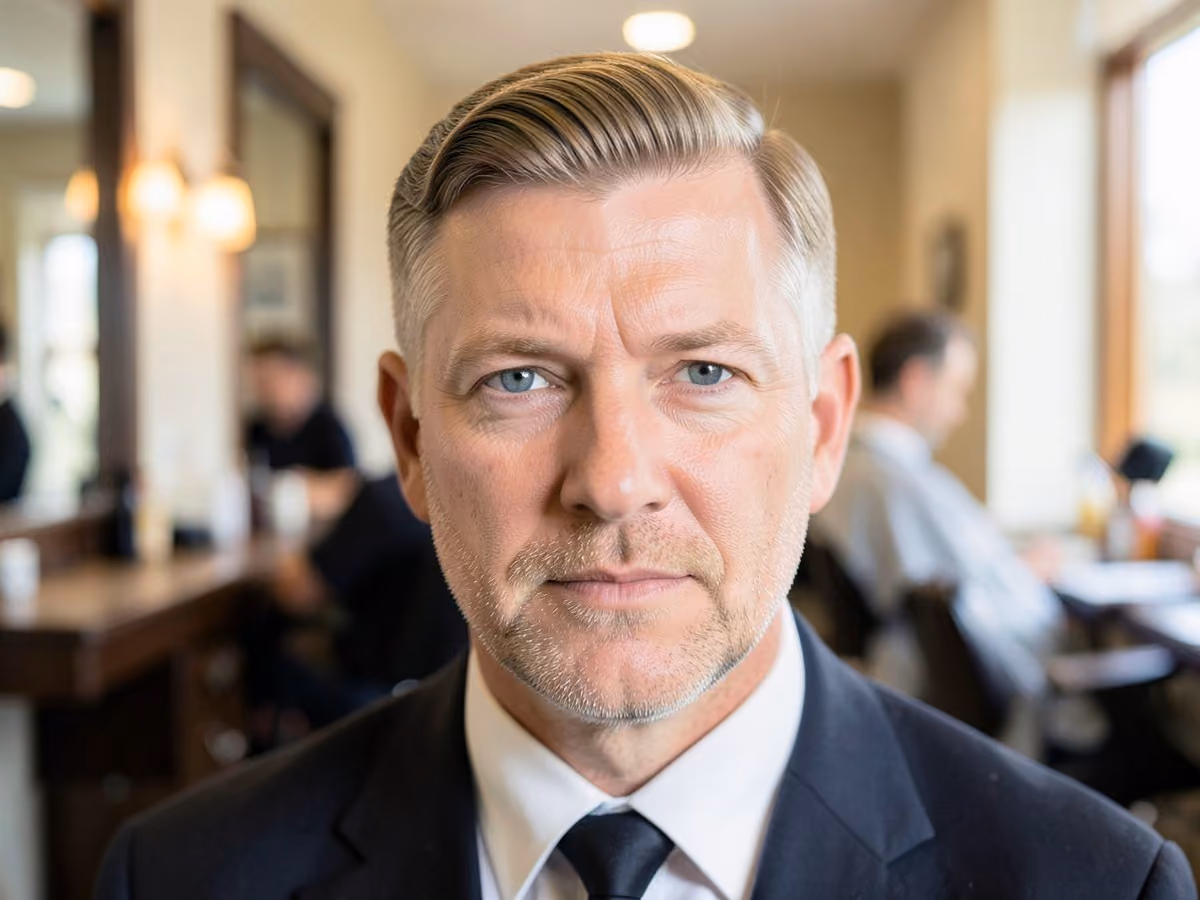 Man with a businessman side part