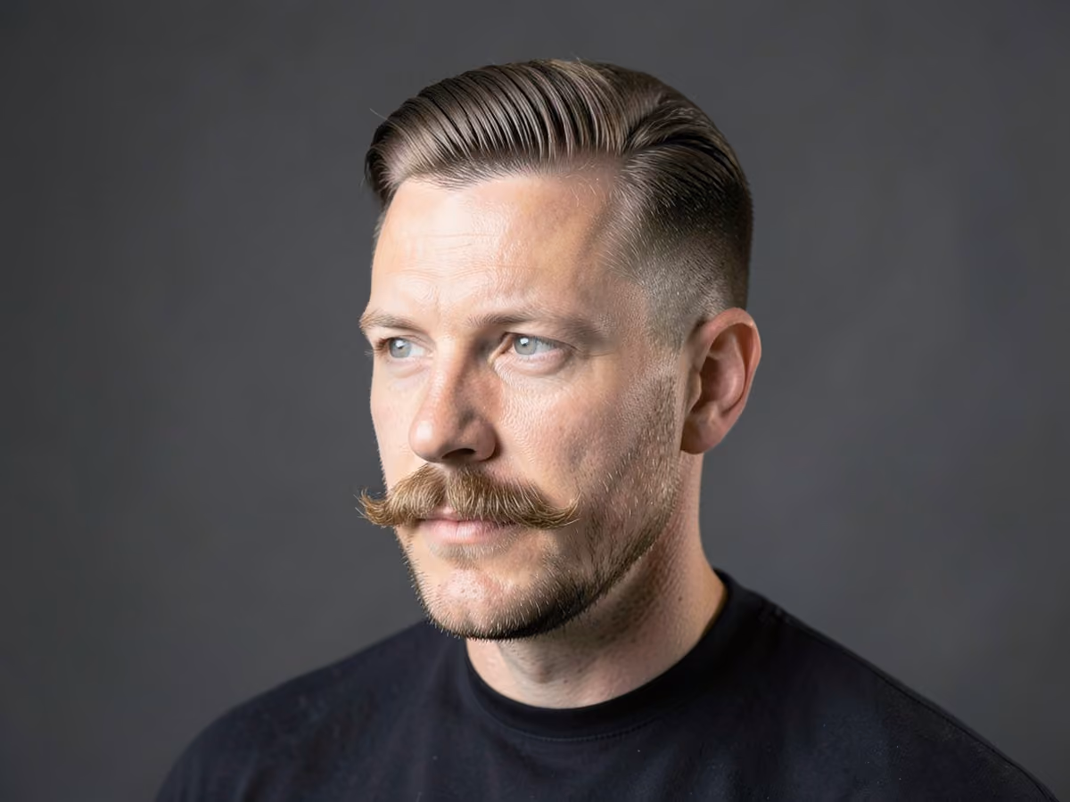 Man with a freddie mercury haircut