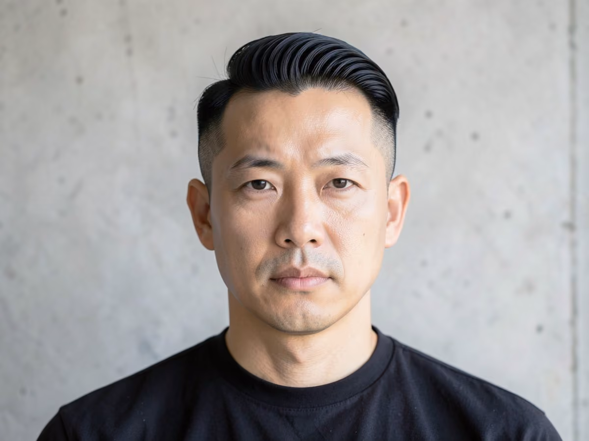 Man with a humphrey bogart haircut