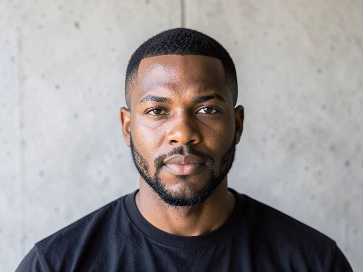 Man with a muhammad ali haircut