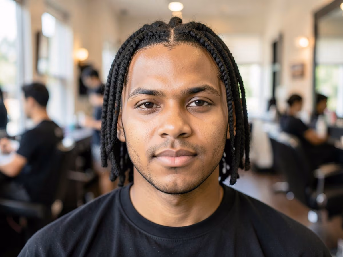 Man with a nineties box braids haircut