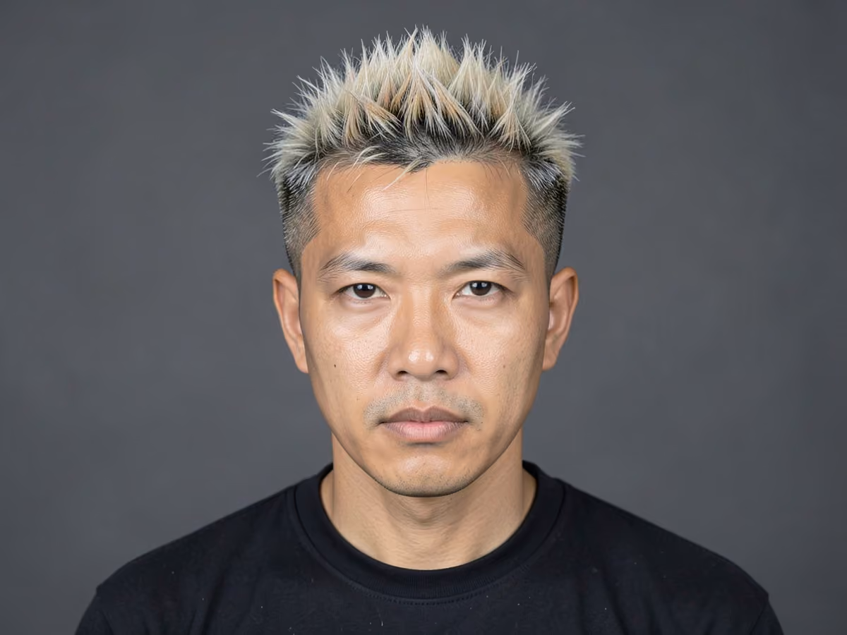 Man with a punk crop haircut
