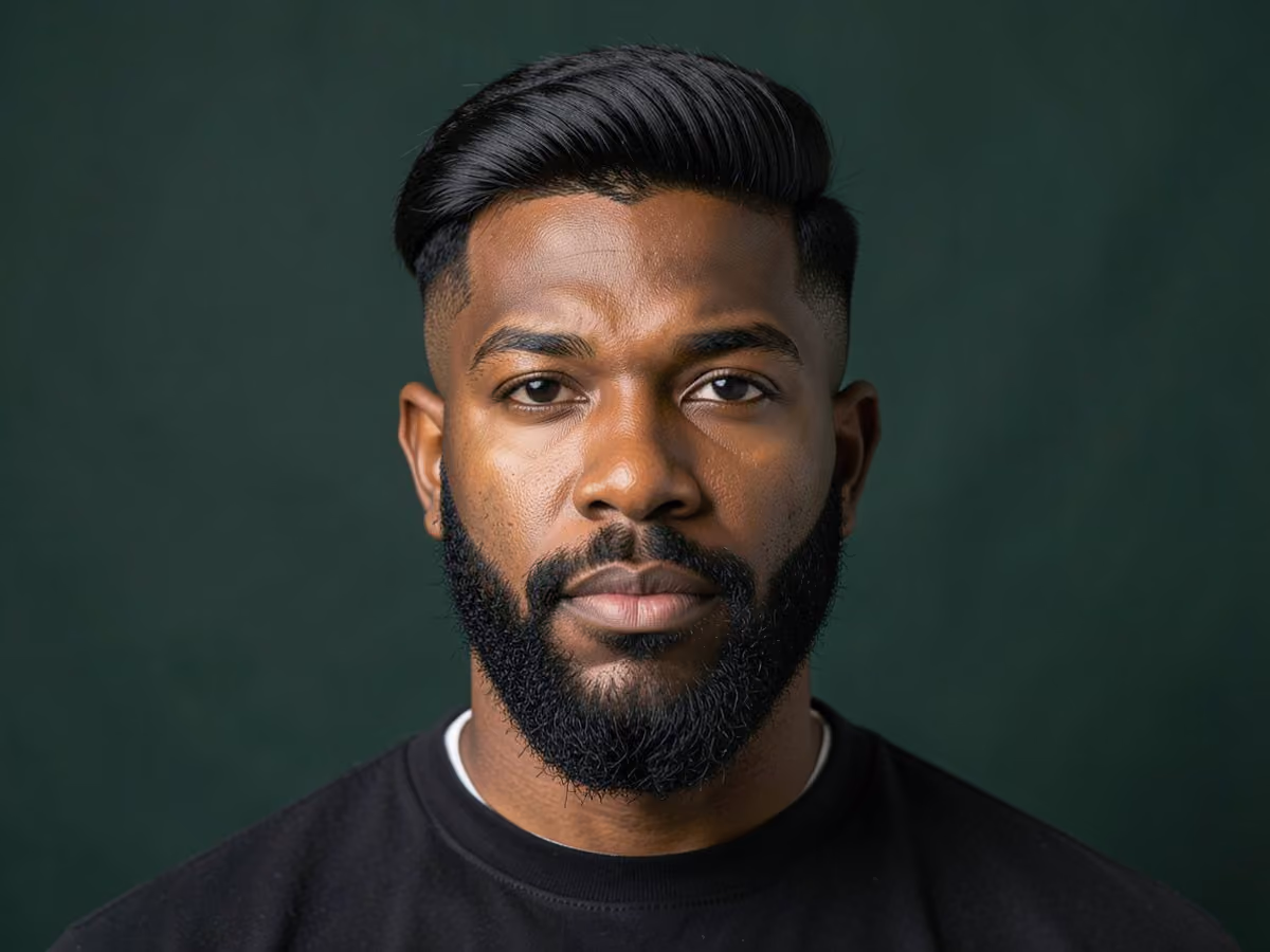 Man with a retro mop top with low taper