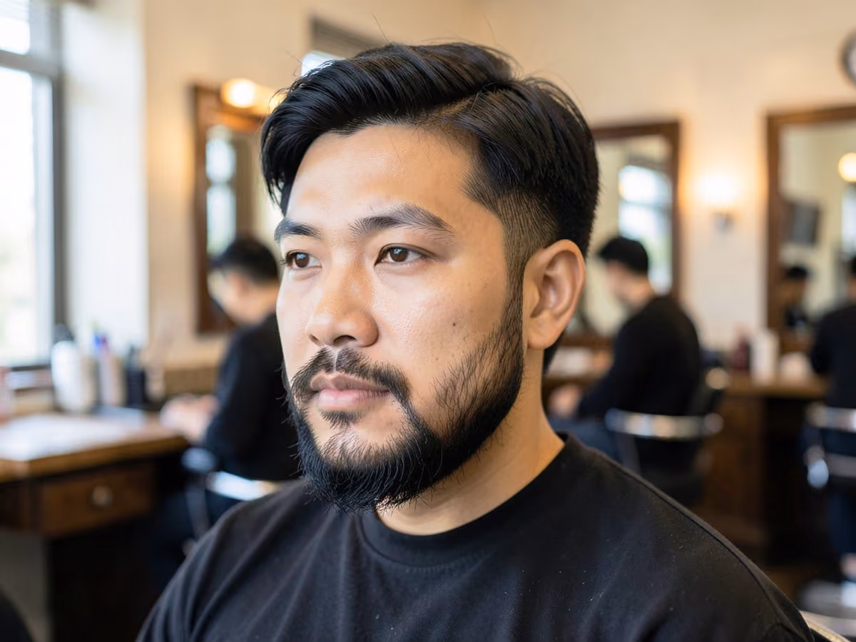 Man with a short cut with long sideburns