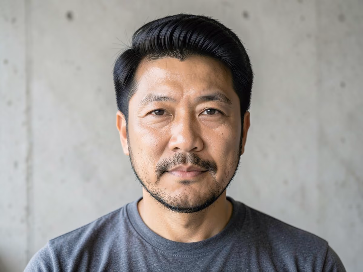 Man with a surf rock haircut