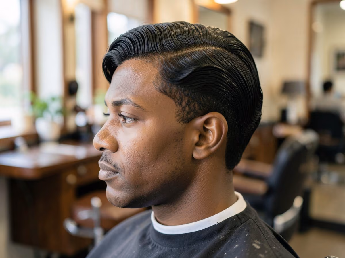 Man with a swept back waves