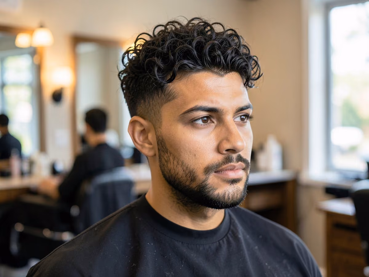 Man with a curly rockabilly pompadour