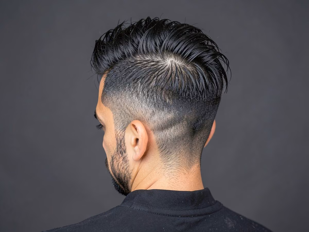 Man with a fine hair rockabilly pompadour
