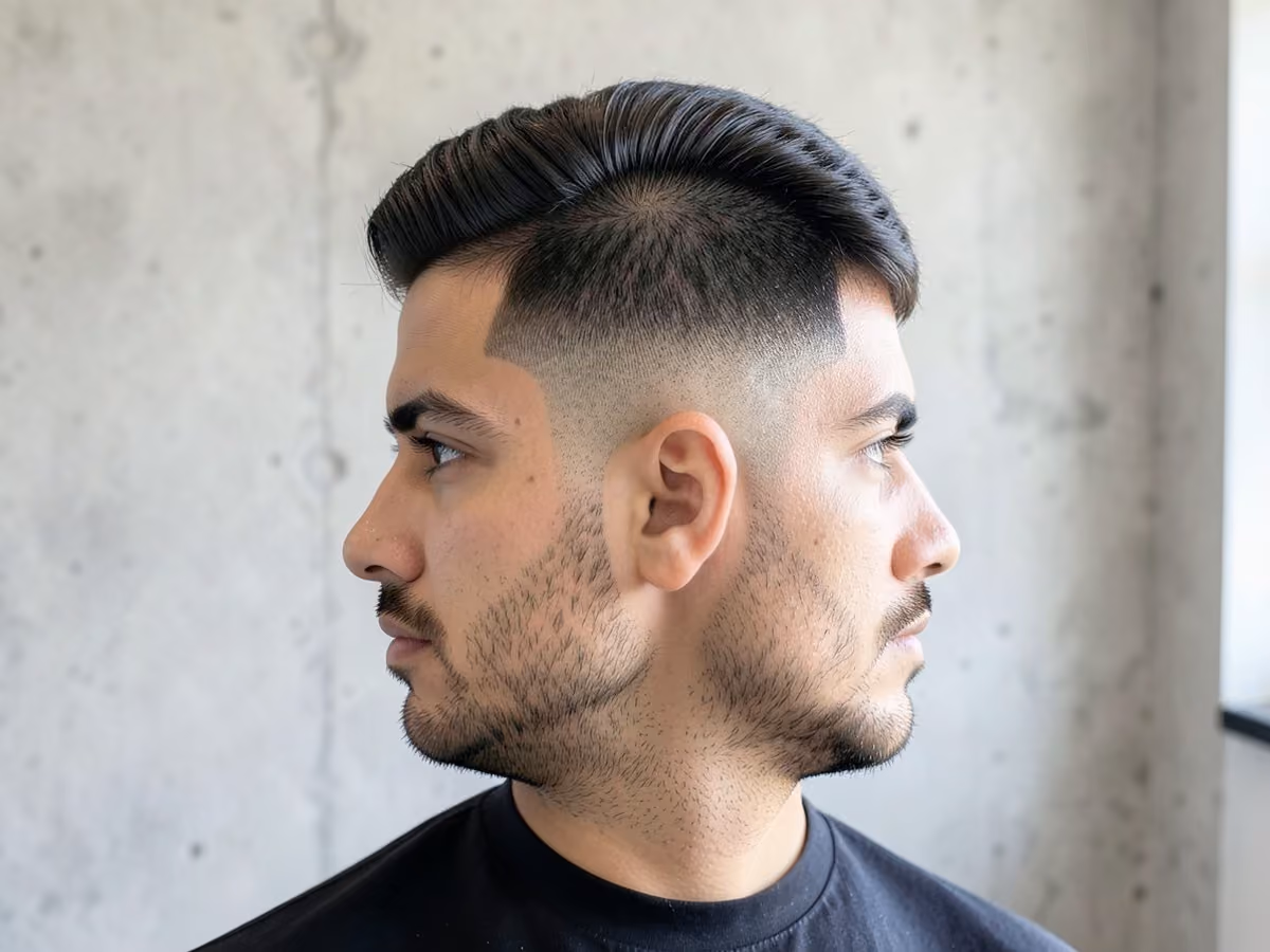 Man with a short greaser haircut