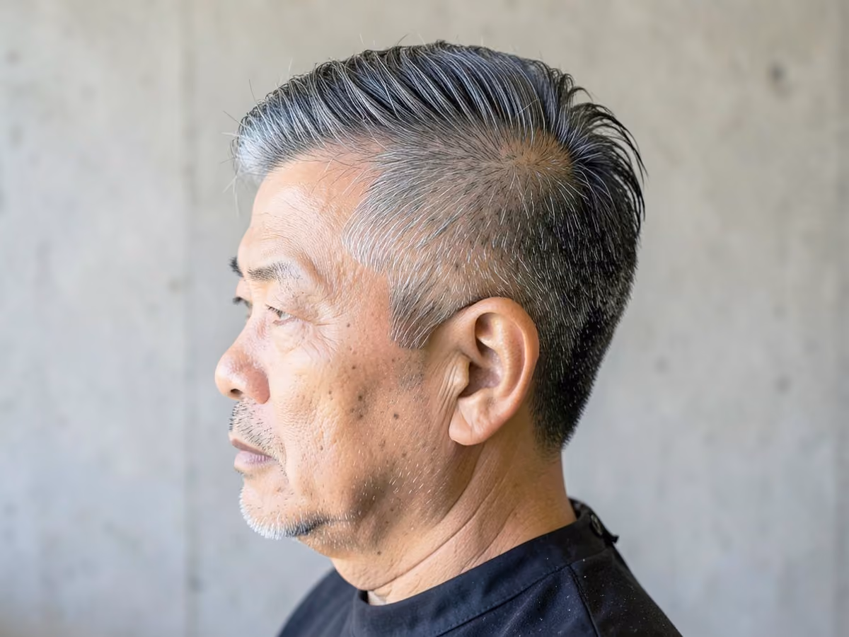 Man with a thick hair greaser cut
