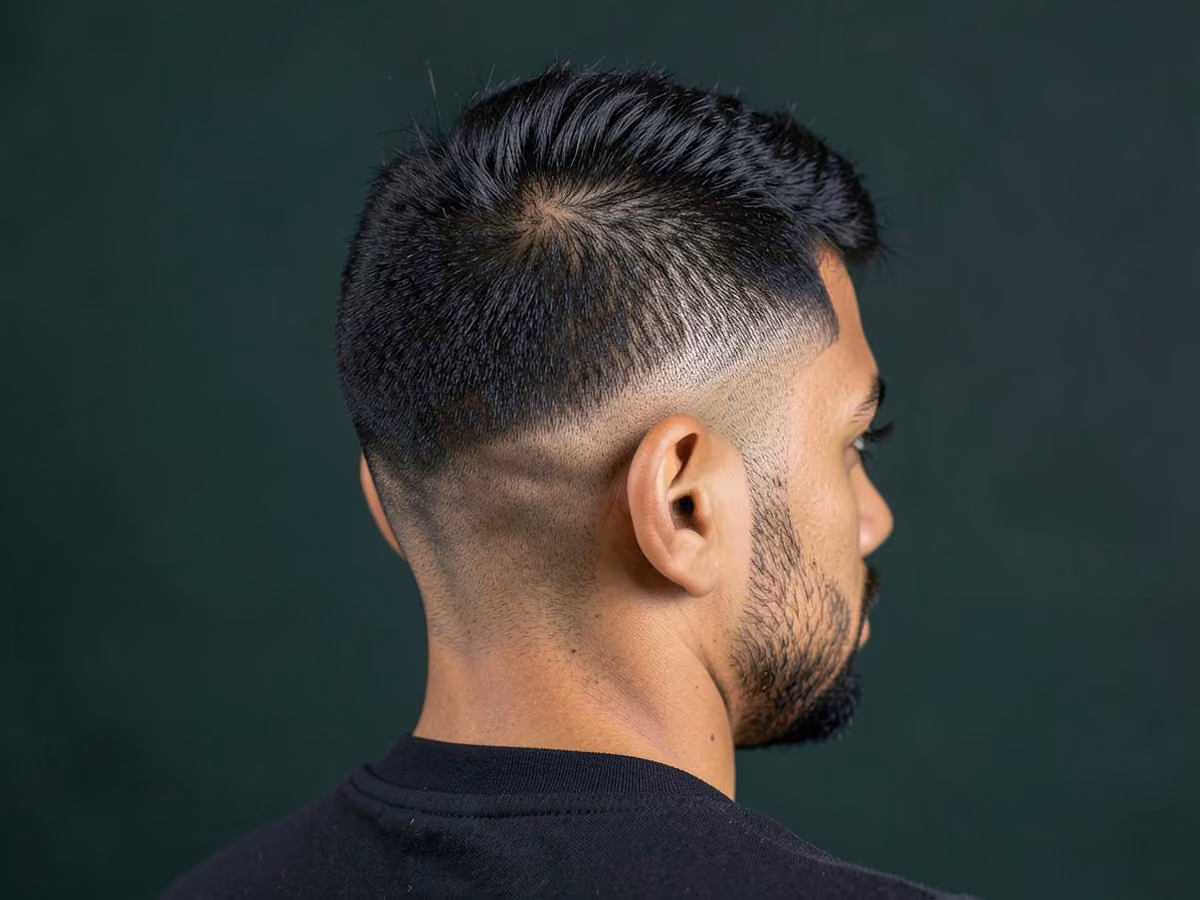 Man with a shadow fade textured crop