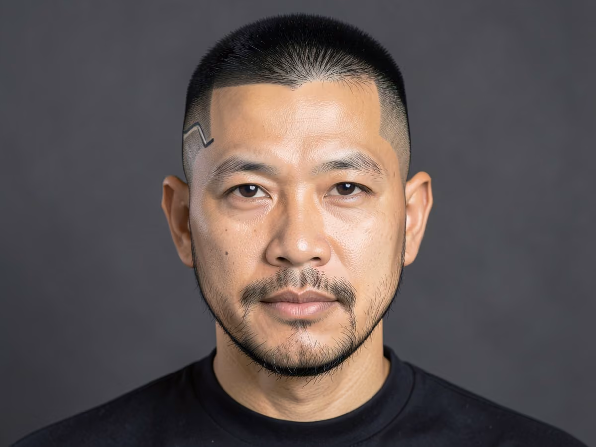 Man with a shadow fade with design line