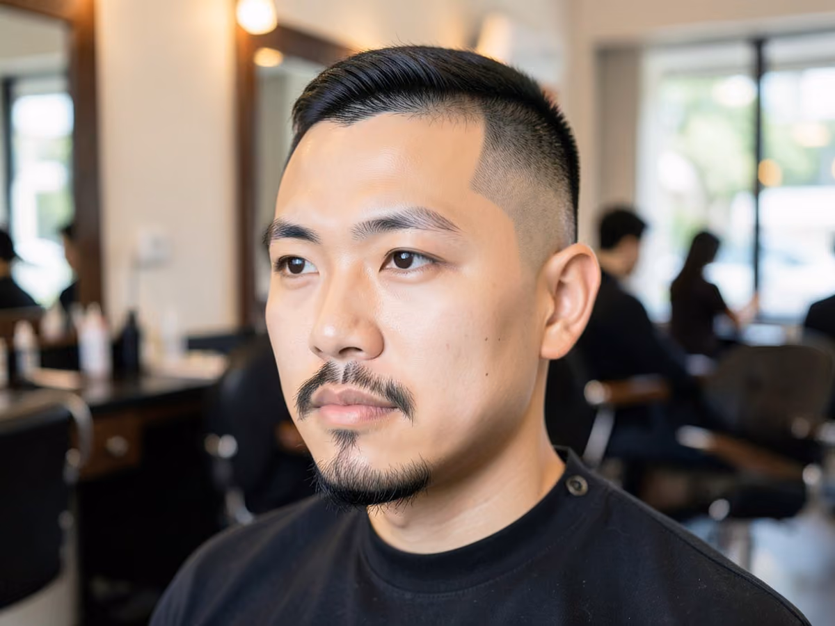 Man with a shadow fade with goatee