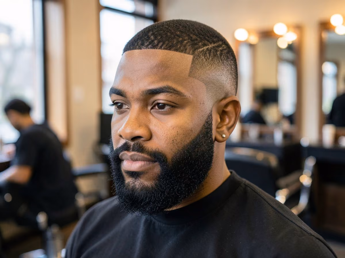 Man with a shadow fade with line up