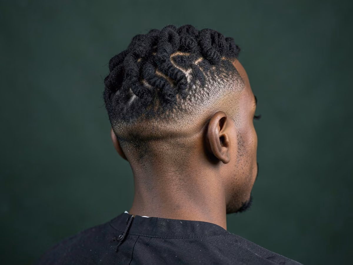 Man with a shadow fade with sponge twists