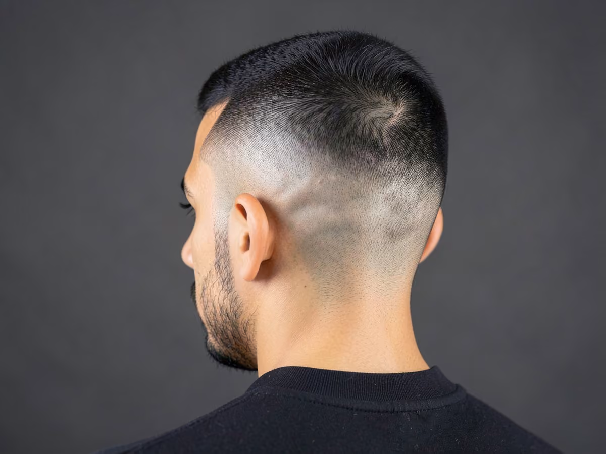 Man with a shadow taper fade
