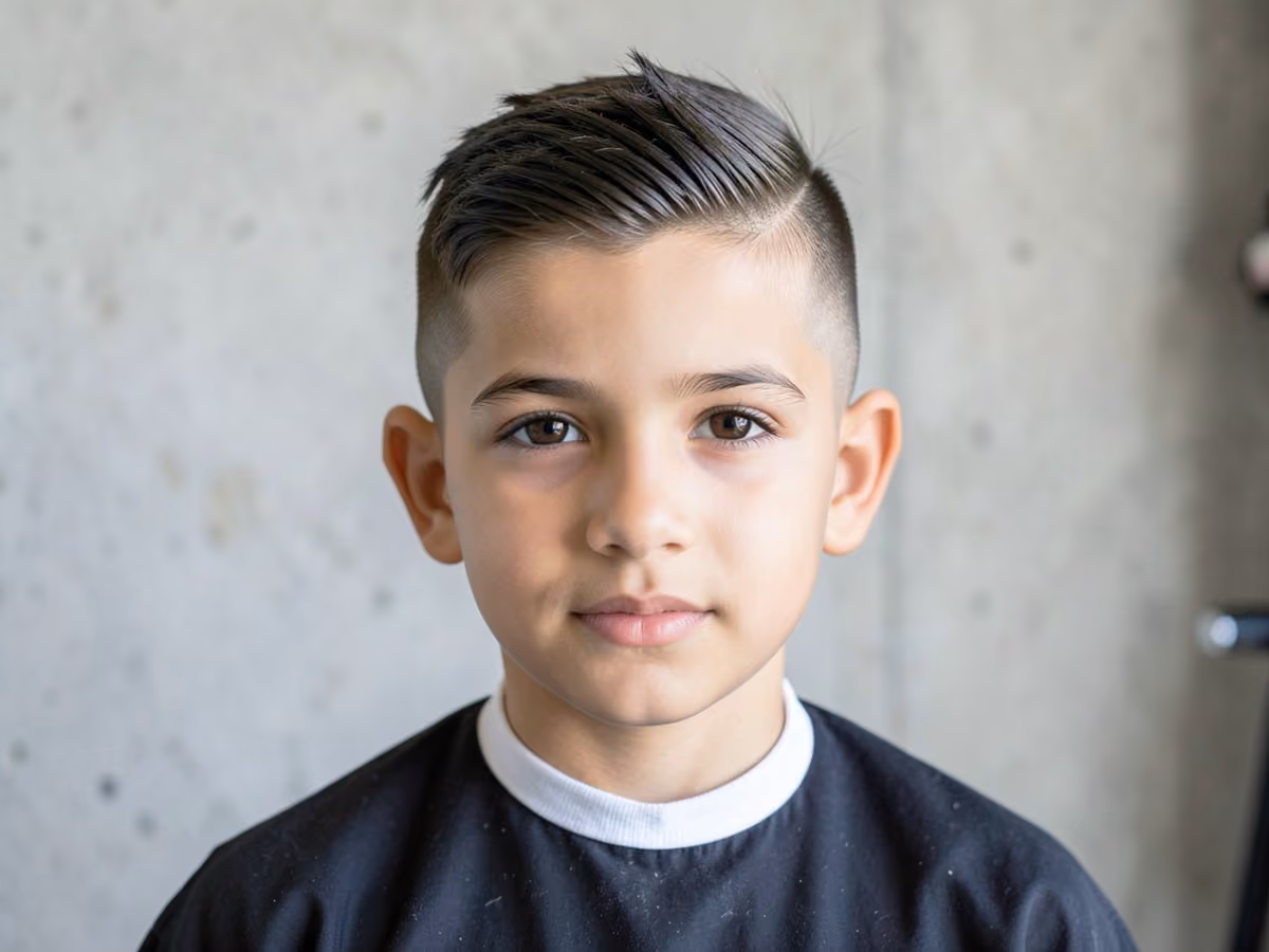 Boy with a boys shaved sides haircut